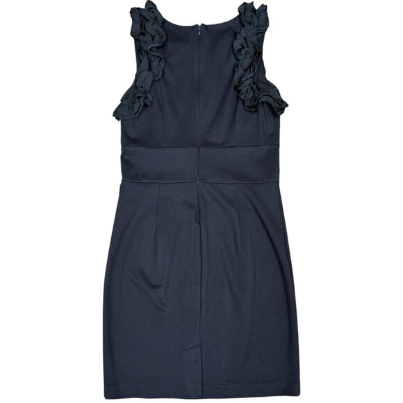 Women's CARMEN MARC VALVO ROMA Black Dress Ruffle‎ Sleeves- Size 8 - Picture 2 of 8